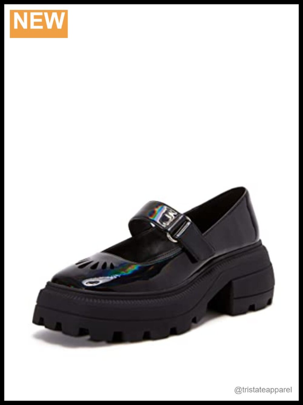 Womens The Geli Combat Mary Jane Padded Footbed Leather Platform Flats